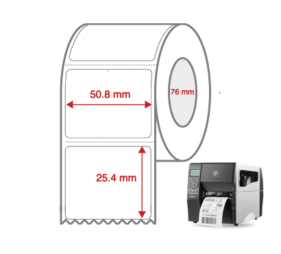 Direct Thermal Label Rolls 50.8mm x 25.4mm Perforated for Industrial Label Printers