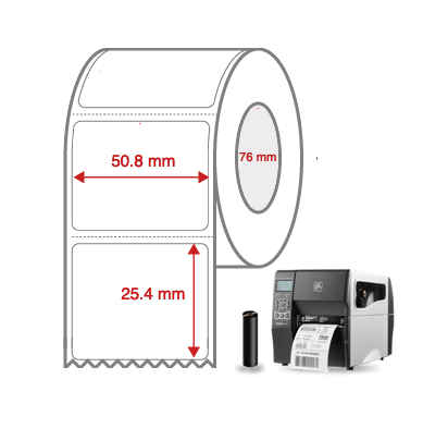 Thermal Transfer Label Rolls 50.8mm x 25.4mm Perforated for Industrial Label Printers