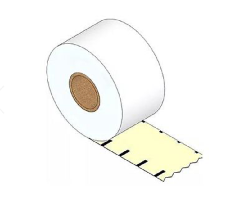 Linerless Direct Thermal Labels 80mm X 82 meter Black Mark Continuous Permanent Full Glue (5 Rolls)