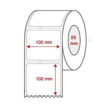 Cabinetry Label Rolls 100mm x 100mm x 25mm Direct Thermal Removable Perforated