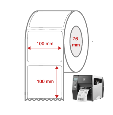 Cabinetry Label Rolls 100mm x 100mm x 76mm Direct Thermal Removable Perforated