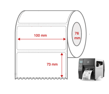 Cabinetry Label Rolls 100mm x 73mm x 76mm Direct Thermal Removable Perforated