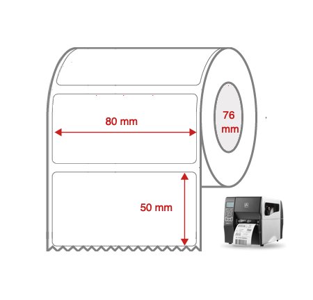 Cabinetry Label Rolls 80mm x 50mm x 76mm Direct Thermal Removable