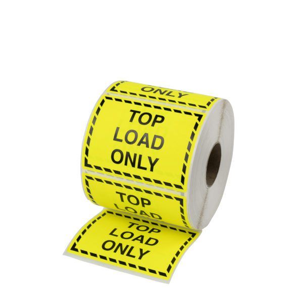 100×75 TOP LOAD ONLY Fluro Yellow Warning Label Roll Black Printed W10075YTL 