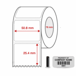 Thermal Transfer Blank Mylar Label Rolls 50.8mm x 25.4mm Perforated - White 