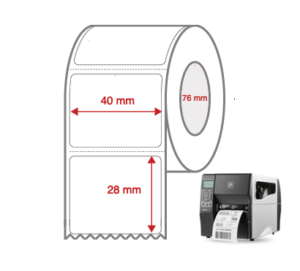 Direct Thermal Label Rolls 40mm x 28mm Perforated for Industrial Label Printers