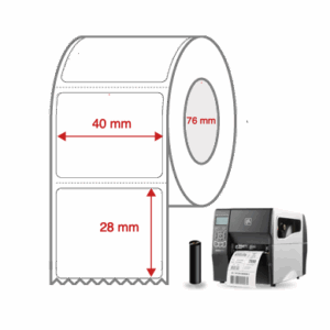 Thermal Transfer Label Rolls 40mm x 28mm Perforated for Industrial Label Printers
