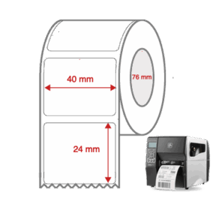 Direct Thermal Label Rolls 40mm x 24mm Non Perforated for Industrial Label Printers