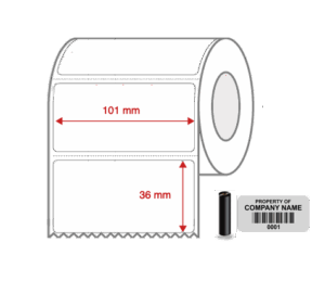 Thermal Transfer Blank WHITE Mylar Label Rolls 102mm x 47.8mm Perforated