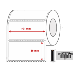 Thermal Transfer Blank WHITE Mylar Label Rolls 102mm x 47.8mm Perforated