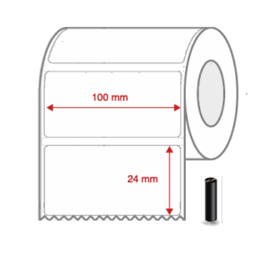 Thermal Transfer Label Rolls 100mm x 24mm Non Perforated for Desktop Label Printers