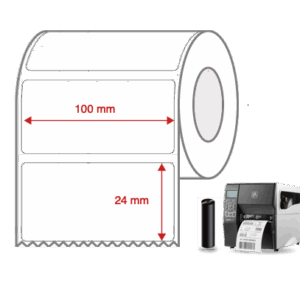 Thermal Transfer Label Rolls 100mm x 24mm Non Perforated for Industrial Label Printers