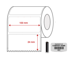 Thermal Transfer Blank WHITE Mylar Label Rolls 100mm x 24mm Non Perforated