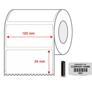 Thermal Transfer Blank WHITE Mylar Label Rolls 100mm x 24mm Non Perforated