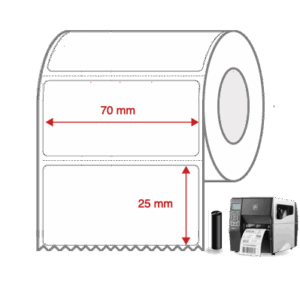 Thermal Transfer Label Rolls 70mm x 25mm Perforated for Industrial Label Printers