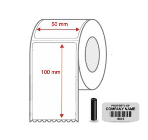 Thermal Transfer Blank WHITE Mylar Label Rolls 50mm x 100mm Perforated