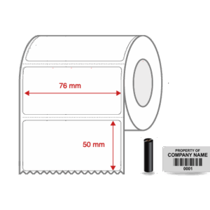 Thermal Transfer Blank Silver Mylar Label Rolls 76mm x 50mm Perforated