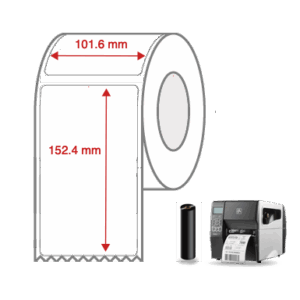 Thermal Transfer Label Rolls 101.6mm x 152.4mm Non Perforated for Industrial Label Printers