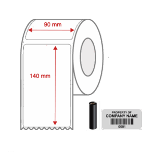 Thermal Transfer Blank WHITE Mylar Label Rolls 90mm x 140mm Non Perforated