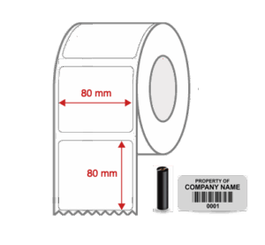 Thermal Transfer Blank WHITE Mylar Label Rolls 60mm x 60mm Non Perforated