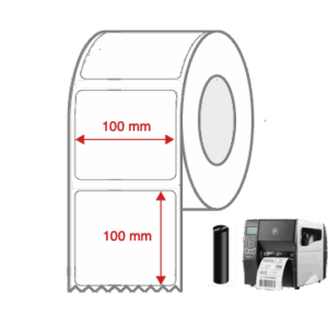 Thermal Transfer Label Rolls 100mm x 100mm Non Perforated for Industrial Label Printers