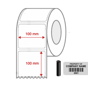 Thermal Transfer Blank Silver Mylar Label Rolls 100mm x 100mm Perforated