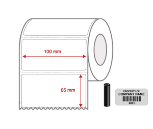 Thermal Transfer Blank WHITE Mylar Label Rolls 100mm x 65mm Perforated