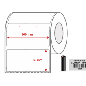 Thermal Transfer Blank WHITE Mylar Label Rolls 100mm x 65mm NON Perforated 
