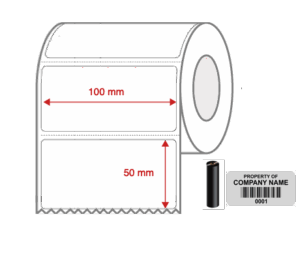 Thermal Transfer Blank WHITE Mylar Label Rolls 100mm x 50mm Perforated