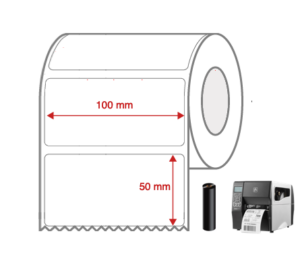 Thermal Transfer Label Rolls 100mm x 50mm Non Perforated for Industrial Label Printers