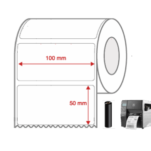 Thermal Transfer Label Rolls 100mm x 50mm Non Perforated for Industrial Label Printers
