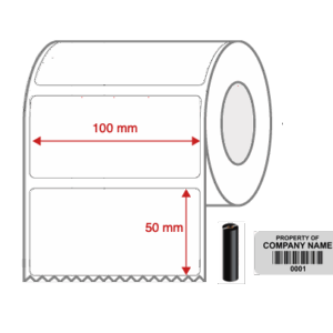 Thermal Transfer Blank Silver Mylar Label Rolls 100mm x 50mm Non Perforated