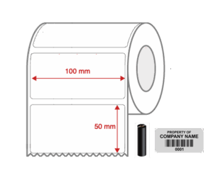 Thermal Transfer Blank WHITE Mylar Label Rolls 100mm x 50mm Non Perforated