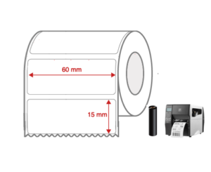 Thermal Transfer Label Rolls 60mm x 15mm Non Perforated for Industrial Label Printers