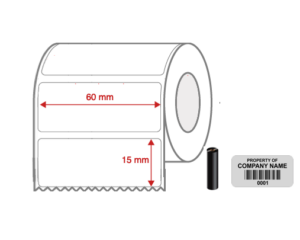 Thermal Transfer Blank WHITE Mylar Label Rolls 60mm x 15mm Non Perforated