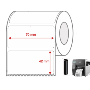 Thermal Transfer Label Rolls 70mm x 42mm Non Perforated for Industrial Label Printers