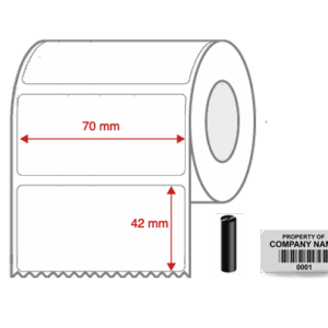 Thermal Transfer Blank Silver Mylar Label Rolls 70mm x 42mm Non Perforated