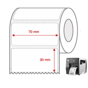 Direct Thermal Label Rolls 70mm x 30mm Perforated for Industrial Label Printers