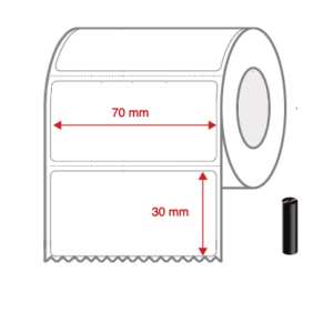Thermal Transfer Label Rolls 70mm x 30mm Perforated for Desktop Label Printers