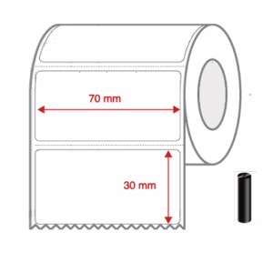 Thermal Transfer Label Rolls 70mm x 30mm Perforated for Desktop Label Printers