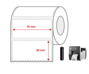 Thermal Transfer Label Rolls 70mm x 30mm Perforated for Industrial Label Printers