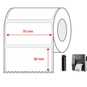 Thermal Transfer Label Rolls 70mm x 30mm Perforated for Industrial Label Printers