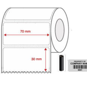 Thermal Transfer Blank Silver Mylar Label Rolls 70mm x 30mm Perforated