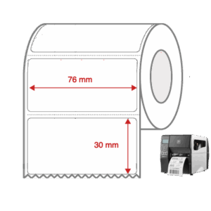 Direct Thermal Label Rolls 76mm x 30mm Non Perforated for Industrial Label Printers