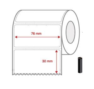 Thermal Transfer Label Rolls 76mm x 30mm Non Perforated for Desktop Label Printers