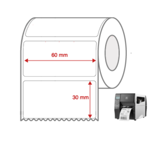 Direct Thermal Label Rolls 60mm x 30mm Non Perforated for Industrial Label Printers