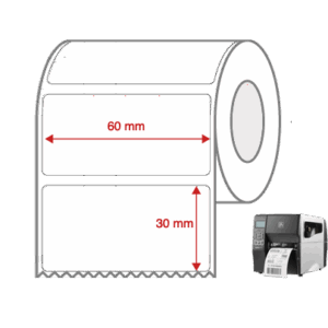 Direct Thermal Label Rolls 60mm x 30mm Non Perforated for Industrial Label Printers