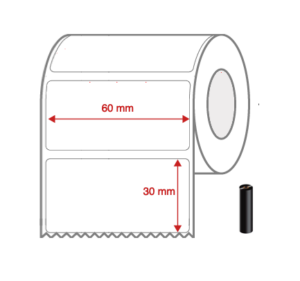 Thermal Transfer Label Rolls 60mm x 30mm Non Perforated for Desktop Label Printers