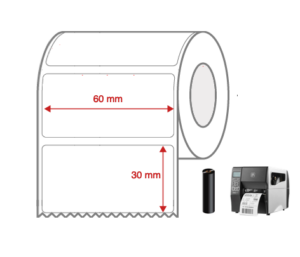 Thermal Transfer Label Rolls 60mm x 30mm Non Perforated for Industrial Label Printers