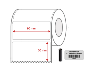 Thermal Transfer Blank Silver Mylar Label Rolls 60mm x 30mm Non Perforated